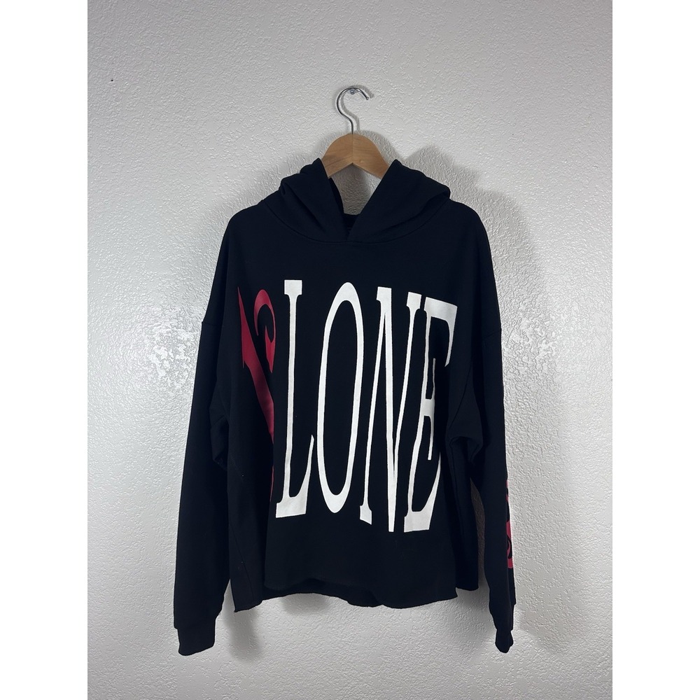 VLONE x Palm Angels Hoodie Black Red Flame Graphic Made in USA Size Medium